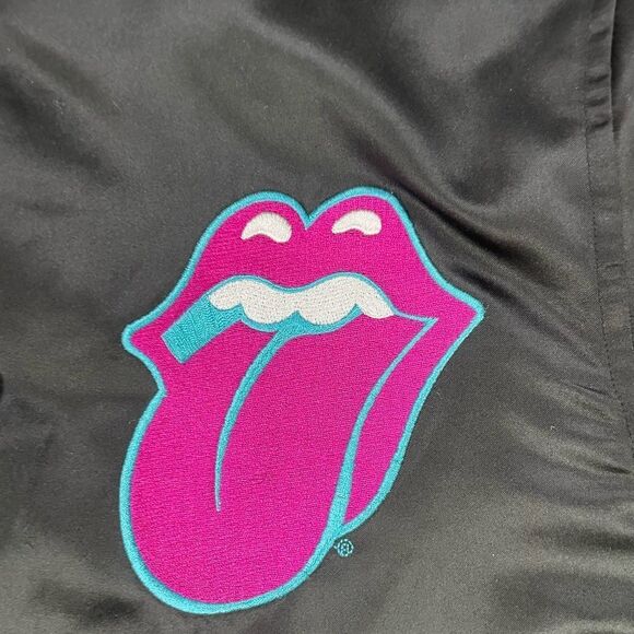 The Rolling Stones Exhibitionism Satin Bomber Jacket Women Small Black Musicc - Picture 4 of 6